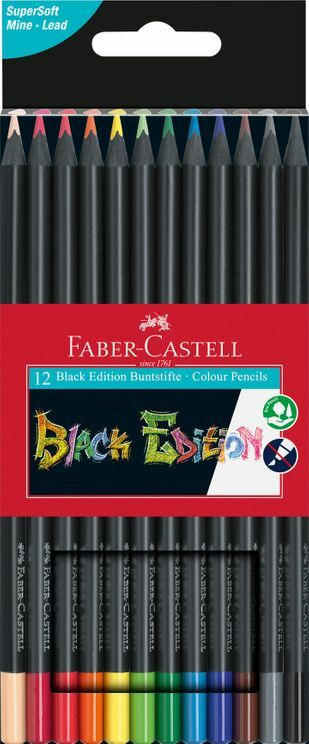 FABER-CASTELL Buntstifte ”Black Edition” 12 Stück mehrere Farben