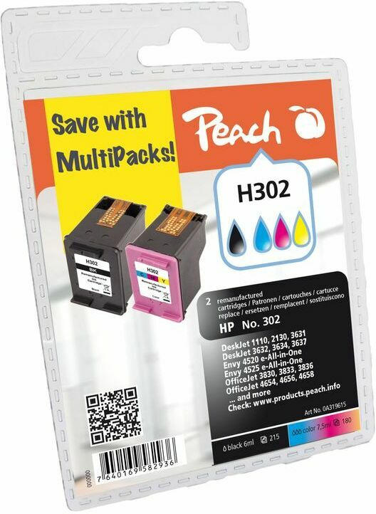 PEACH Tinte HP Nr.302 Multipack PI300-657 BLISTER