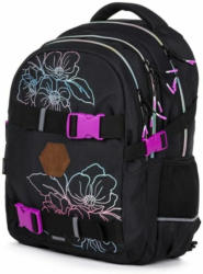 Rucksack ”Oxy One - Blumen” schwarz/pink