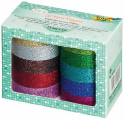 FOLIA Washi-Tape-Set ”Glitzer” 15 mm x 5 m 10 Stück verschiedene Farben