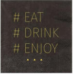 PAGRO DISKONT Servietten ”Eat Drink Enjoy” 33 x 33 cm 20 Stück schwarz