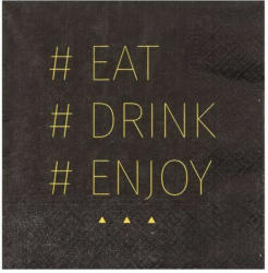 Servietten ”Eat Drink Enjoy” 33 x 33 cm 20 Stück schwarz