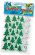 PAGRO DISKONT FOLIA Moosgummi-Sticker ”Bäume und Sterne” 40 Stück grün/weiß