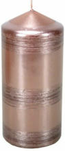 PAGRO DISKONT HOFER Stumpenkerze mit Struktur Ø 6 cm H: 13 cm metallic roségold