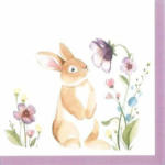 PAGRO DISKONT Servietten ”Hase mit Blumen” 20 Stück 33 x 33 cm bunt