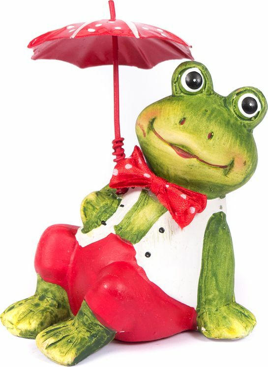 Frosch mit Schirm sitzend 6,5 x 5,5 x 8,5 cm
