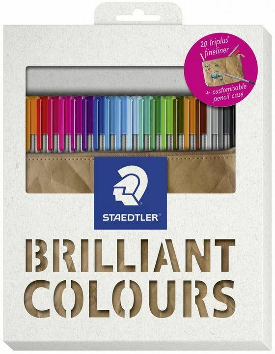 STAEDTLER Fineliner ”Triplus Brilliant Colours” inkl. Pennal 20 Stück mehrere Farben