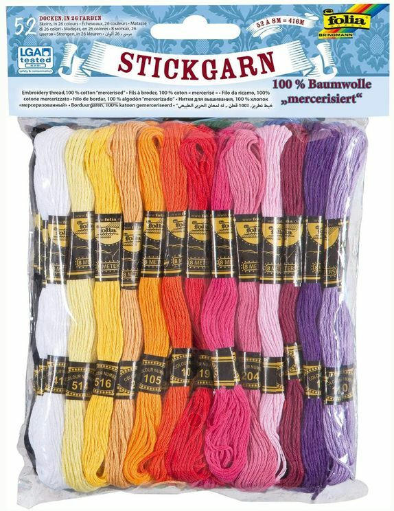 FOLIA Stickgarn-Set 52 Docken mehrere Farben