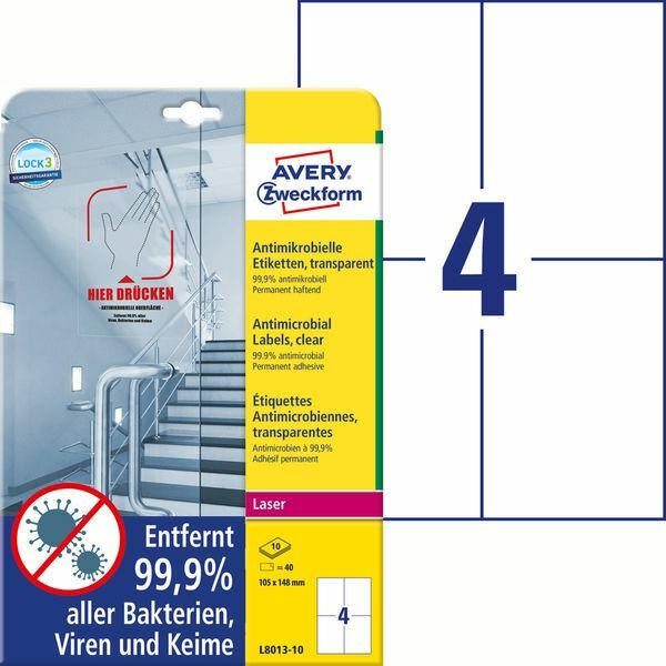 AVERY Zweckform Antivirus Etiketten 10 Bl. "L8013-10" 105 x 148 mm transparent