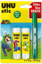 PAGRO DISKONT UHU Klebestift ”Stic - Super Mario” 2 x 21 g mit gratis Glitter Glue