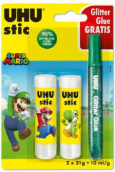 UHU Klebestift ”Stic - Super Mario” 2 x 21 g mit gratis Glitter Glue