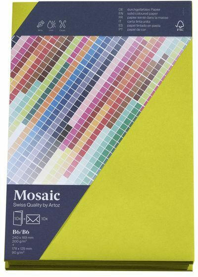 MOSAIC Creative B6 Kuverts und Karten je 10 Stück neon lime