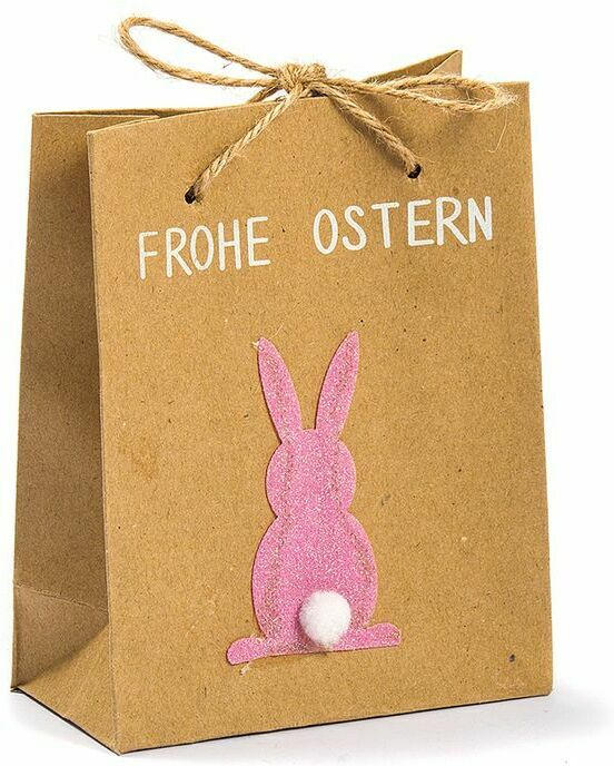 Tragetasche "Frohe Ostern" mit Hase braun