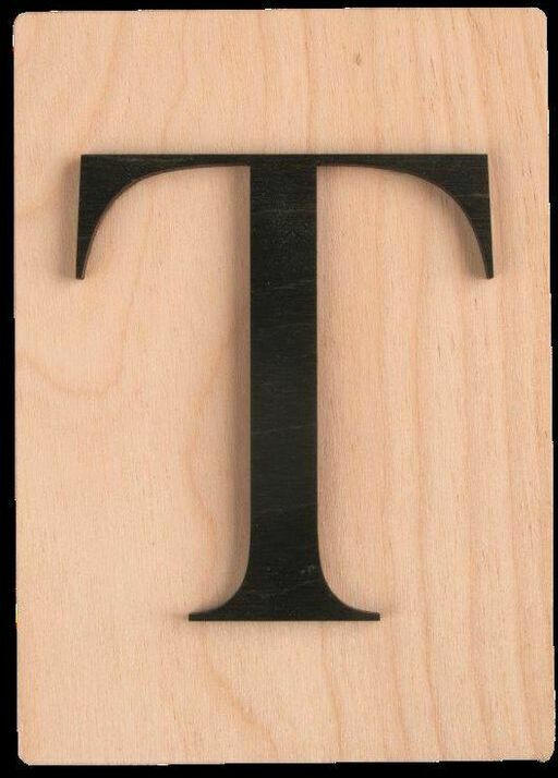 Holz-Buchstabe "T" im Scrabble-Style 10,5 x 14,8 cm braun