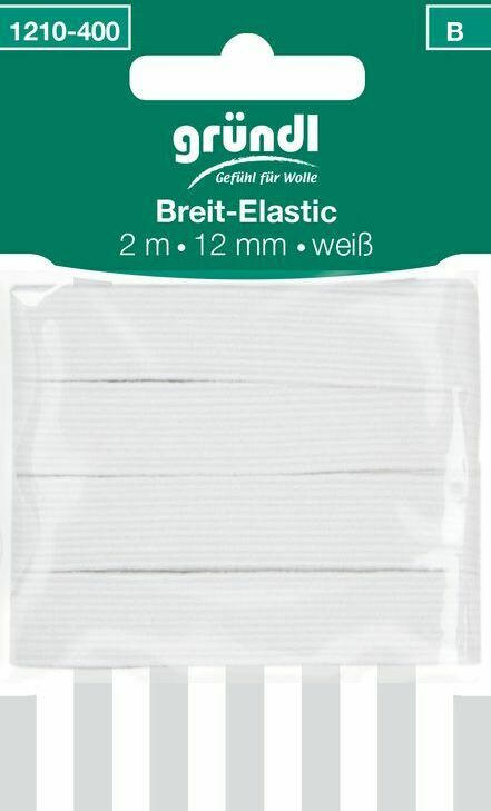 GRÜNDL Gummiband Breit-Elastic 12 mm x 2 m weiss