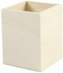 Stifthalter quadratisch aus Holz 7,5 x 7,5 x 9,5 cm natur