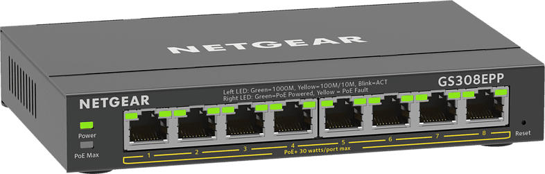 SOHO GS300 Desktop Gigabit Smart Switch, 8x RJ-45, 120W PoE+, Schwarz (GS308EPP-100)