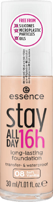 essence cosmetics Make-up stay ALL DAY 16h long-lasting Foundation Soft Vanilla 08
