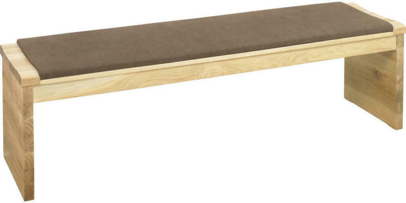 Sitzbank in Holz, Textil Braun, Eichefarben