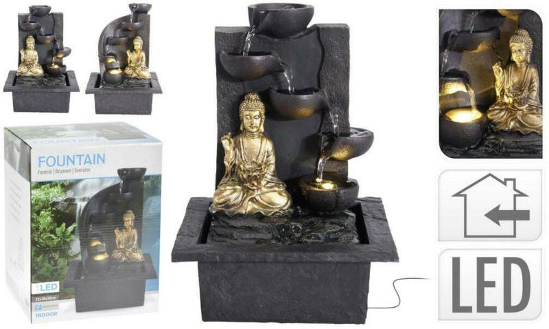 Zimmerbrunnen B: 21,5 cm Gold, Schwarz