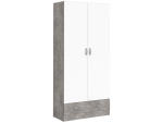 Armoire MONTREUX 2 portes battantes 1 tiroir blanc, gris