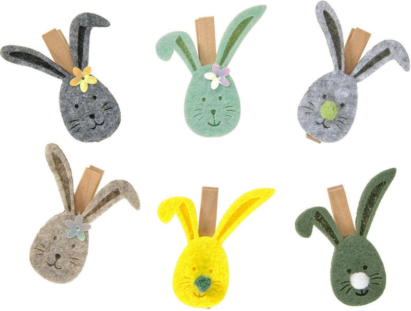 6 Deko-Clips im Hasen-Design (Nur online)