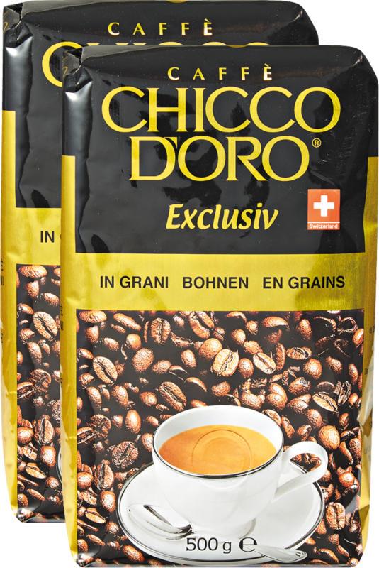 Caffè Exclusiv Chicco d’Oro , in grani, 2 x 500 g