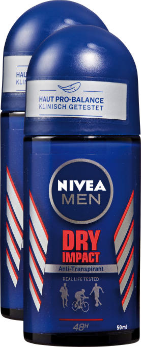 Deodorante roll-on Nivea, Dry Impact for Men, 2 x 50 ml