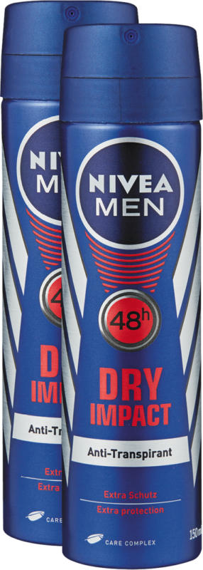 Déodorant spray Dry Impact Nivea Men, 2 x 150 ml