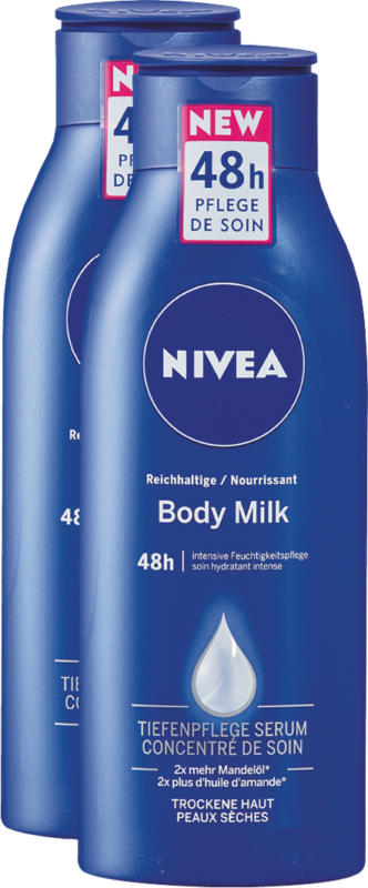 Latte per il corpo nutriente Nivea, 2 x 400 ml