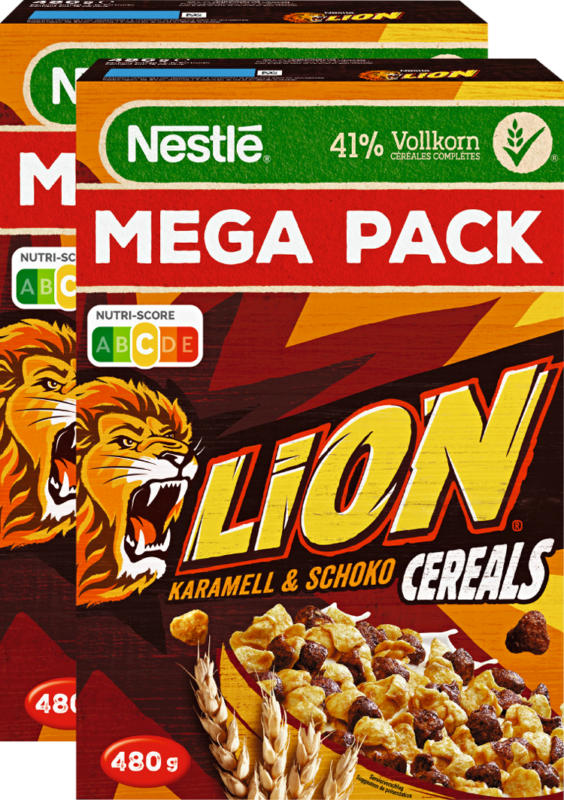 Cereali Nestlé, Lion, Caramello & Cioccolato, 2 x 480 g