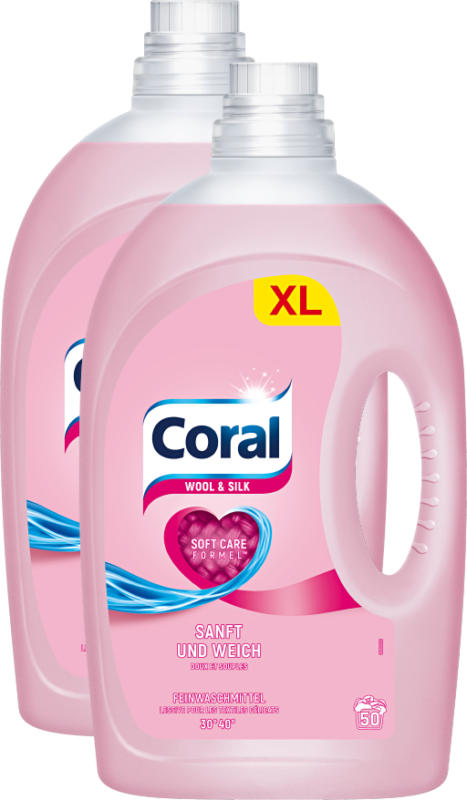 Coral Flüssigwaschmitte Wolle & Seide, 2 x 50 Waschgänge, 2 x 2,5 Liter