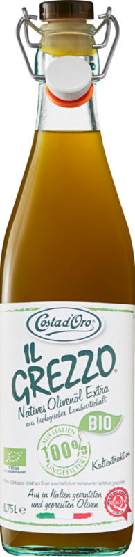 Olio di oliva italiano bio Il Grezzo, Extra Vergine, 75 cl
