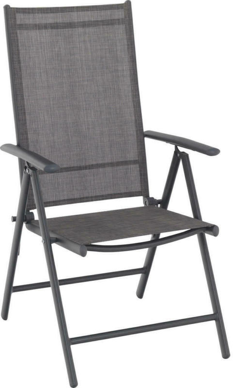 Gartenklappsessel in Metall, Textil Anthrazit, Braun