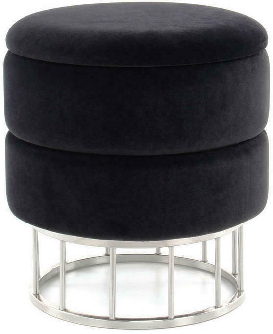 Hocker in Metall, Kunststoff, Holzwerkstoff Schwarz, Silberfarben