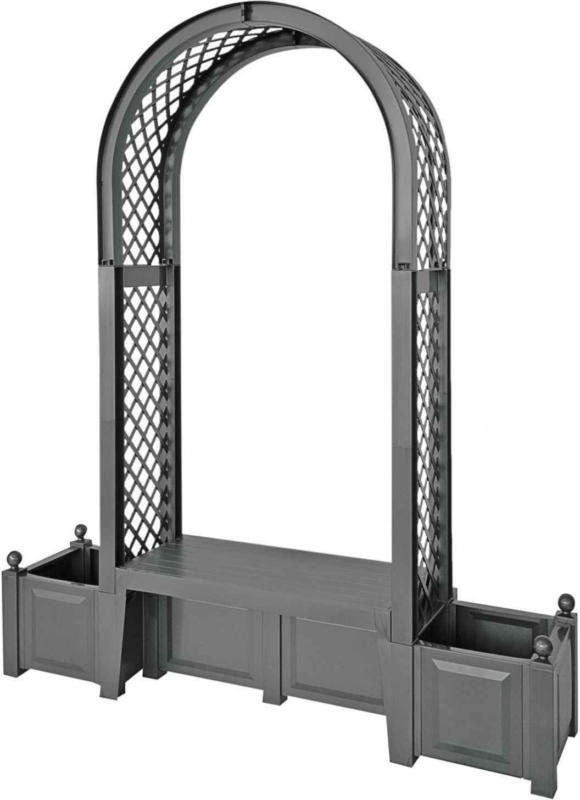 Arche à rosiers avec banc, anthracite -