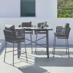 Gartenbarset 'Gianluca' inkl. Auflagen & Kissen, grau