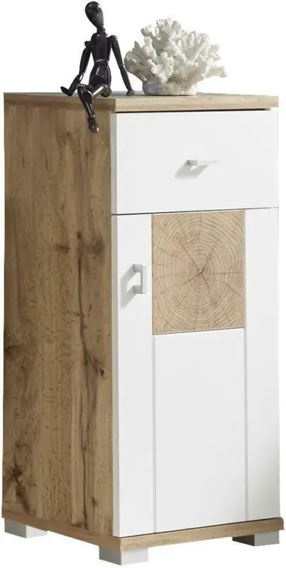 Unterschrank in Weiß/ Eichefarben ´Spalt´