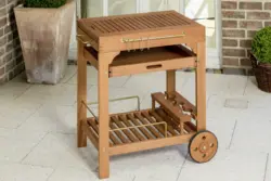 Garten-Servierwagen aus Eukalyptus, natur