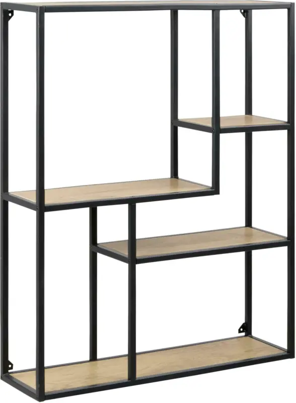 Wandregal in Schwarz/ Eichefarbe 'Seaford'