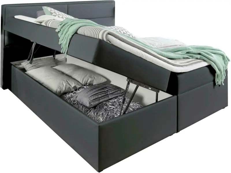 Boxspringbett in Graphitfarbe ca. 180x200 cm inkl. Topper