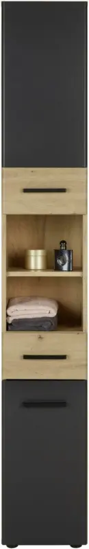 Hochschrank in Grau/Eichefarben