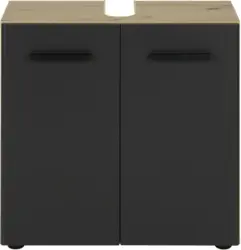 Waschbeckenunterschrank in Grau/Eichefarben