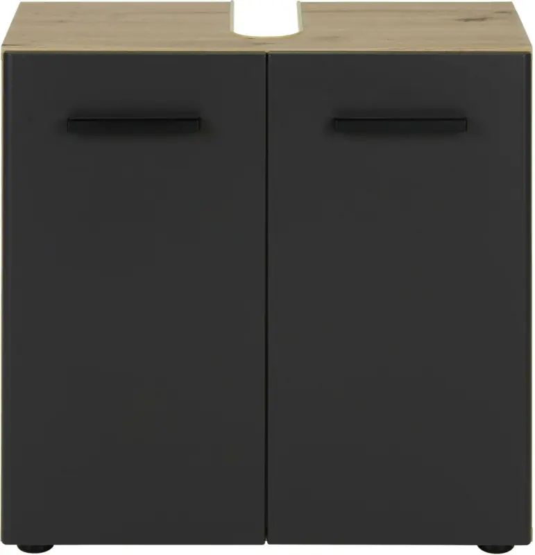 Waschbeckenunterschrank in Grau/Eichefarben