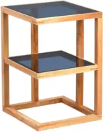 mömax Beistelltisch aus Holz mit Glasablagen