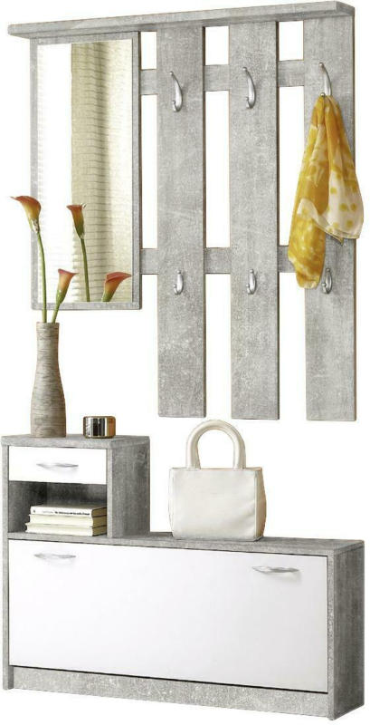 GARDEROBE Vera B: 100 cm Grau / Weiß