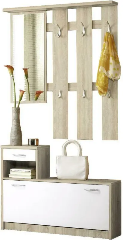 Garderobe 'Vera' , eiche, weiß