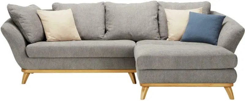 Wohnlandschaft in Grau mit Holzrahmen