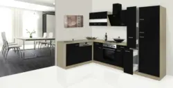 Eckküche 'ECONOMY L 310' , schwarz, eiche
