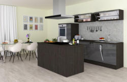 Inselküche in Grau mit E-Geräten 'Premium'